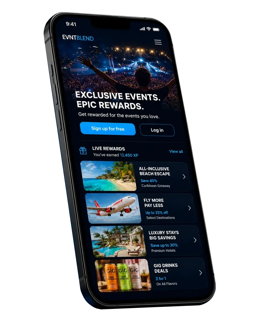 EVNTBLEND-app op een telefoon